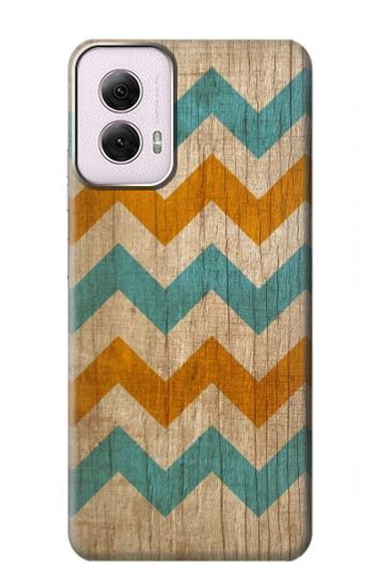 W3033 Vintage Wood Chevron Graphic Printed Hard Case and Leather Flip Case For Motorola Moto G Power 5G (2024)