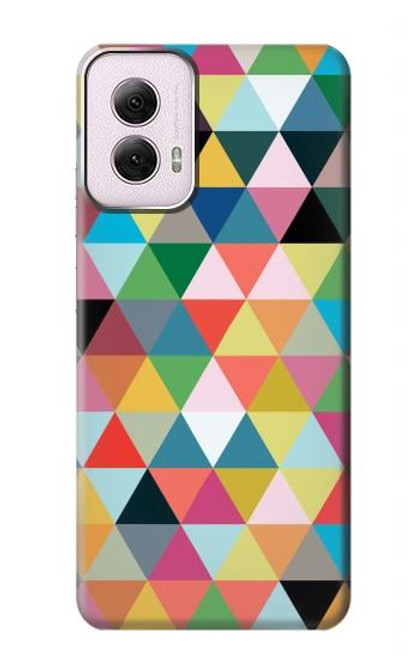 W3049 Triangles Vibrant Colors Hard Case and Leather Flip Case For Motorola Moto G Power 5G (2024)