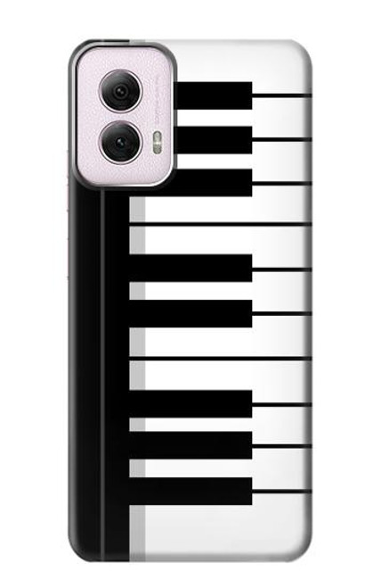 W3078 Black and White Piano Keyboard Hard Case and Leather Flip Case For Motorola Moto G Power 5G (2024)