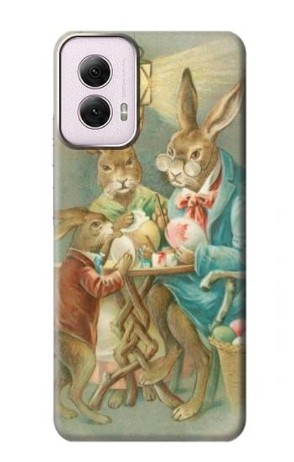 W3164 Easter Rabbit Family Hard Case and Leather Flip Case For Motorola Moto G Power 5G (2024)