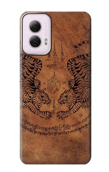 W3209 Sak Yant Twin Tiger Hard Case and Leather Flip Case For Motorola Moto G Power 5G (2024)