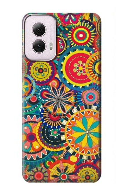 W3272 Colorful Pattern Hard Case and Leather Flip Case For Motorola Moto G Power 5G (2024)