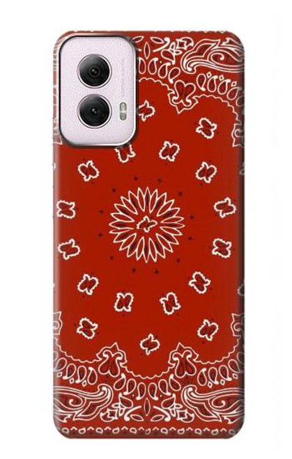 W3355 Bandana Red Pattern Hard Case and Leather Flip Case For Motorola Moto G Power 5G (2024)