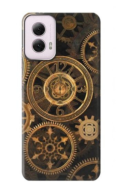 W3442 Clock Gear Hard Case and Leather Flip Case For Motorola Moto G Power 5G (2024)