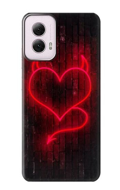 W3682 Devil Heart Hard Case and Leather Flip Case For Motorola Moto G Power 5G (2024)