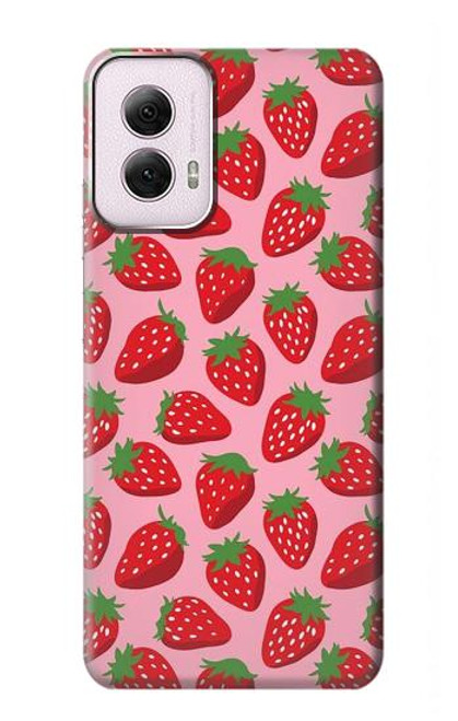 W3719 Strawberry Pattern Hard Case and Leather Flip Case For Motorola Moto G Power 5G (2024)