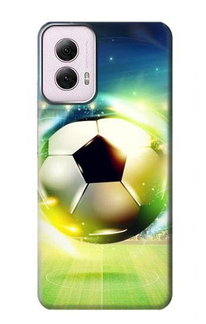 W3844 Glowing Football Soccer Ball Hard Case and Leather Flip Case For Motorola Moto G Power 5G (2024)