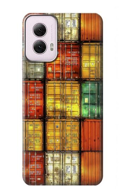 W3861 Colorful Container Block Hard Case and Leather Flip Case For Motorola Moto G Power 5G (2024)