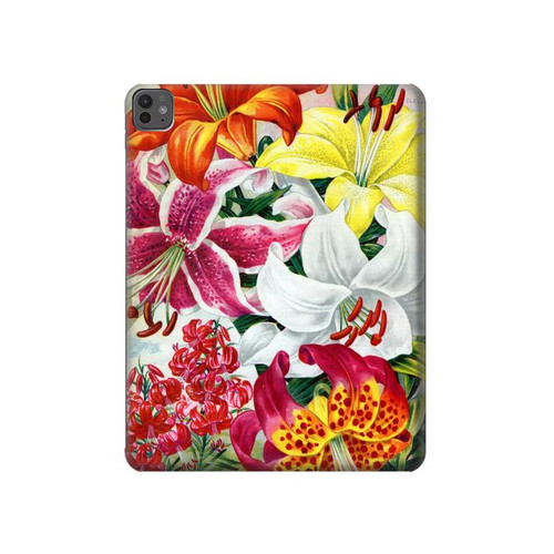 W3205 Retro Art Flowers Tablet Hard Case For iPad Pro 13 (2024)