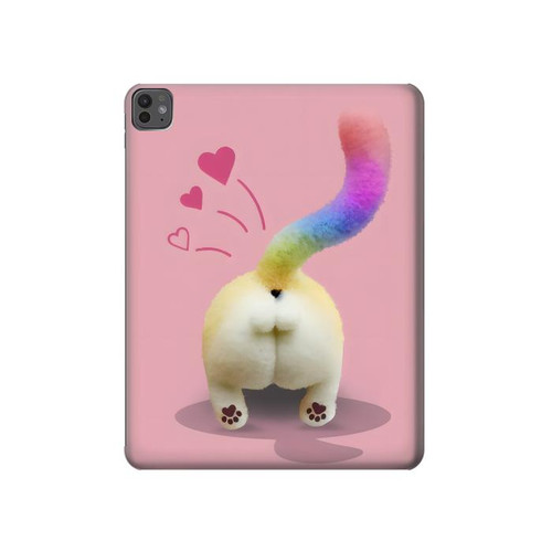 W3923 Cat Bottom Rainbow Tail Tablet Hard Case For iPad Pro 13 (2024)