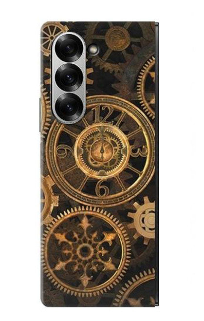 W3442 Clock Gear Hard Case and Leather Flip Case For Samsung Galaxy Z Fold 6