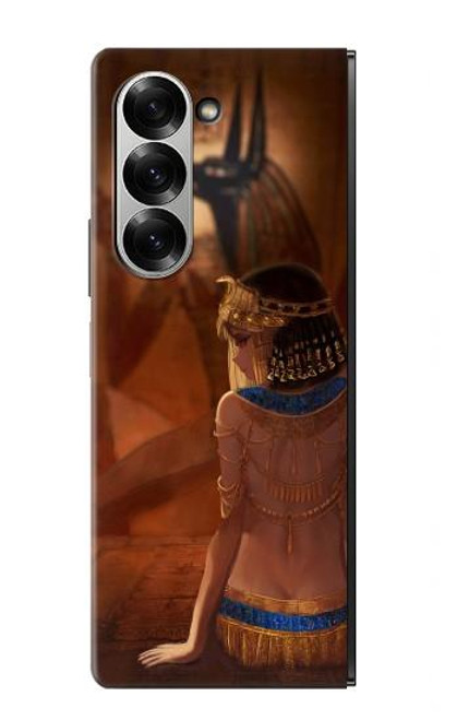 W3919 Egyptian Queen Cleopatra Anubis Hard Case and Leather Flip Case For Samsung Galaxy Z Fold 6