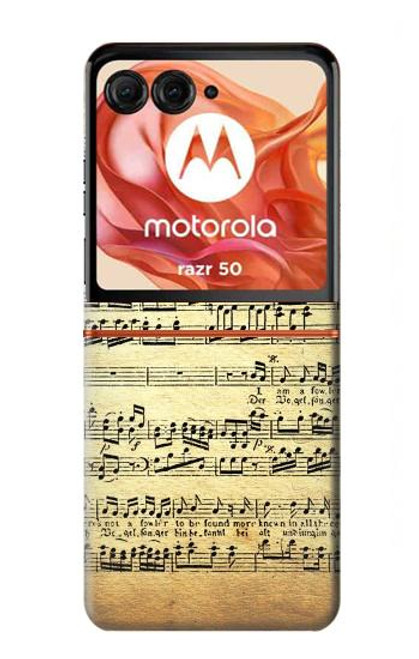 W2667 The Fowler Mozart Music Sheet Hard Case and Leather Flip Case For Motorola Razr 50