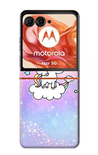 W3256 Cute Unicorn Cartoon Hard Case and Leather Flip Case For Motorola Razr 50