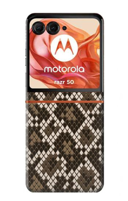 W3389 Seamless Snake Skin Pattern Graphic Hard Case and Leather Flip Case For Motorola Razr 50