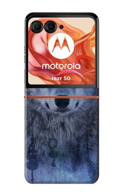 W3410 Wolf Dream Catcher Hard Case and Leather Flip Case For Motorola Razr 50