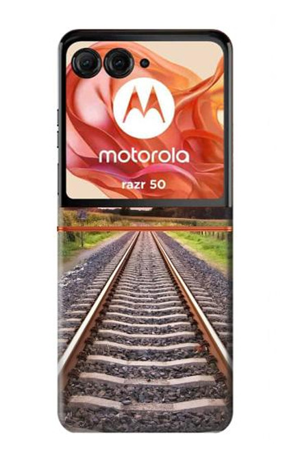 W3866 Railway Straight Train Track Hard Case and Leather Flip Case For Motorola Razr 50