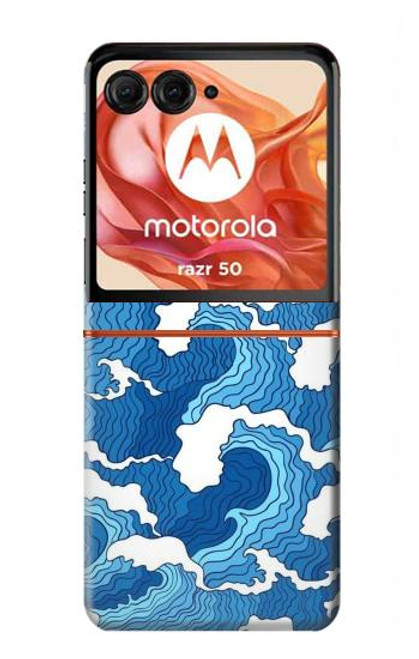 W3901 Aesthetic Storm Ocean Waves Hard Case and Leather Flip Case For Motorola Razr 50