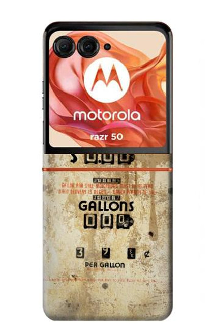 W3954 Vintage Gas Pump Hard Case and Leather Flip Case For Motorola Razr 50