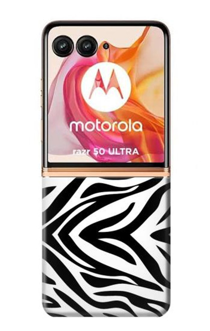 W3056 Zebra Skin Texture Graphic Printed Hard Case and Leather Flip Case For Motorola Razr 50 Ultra