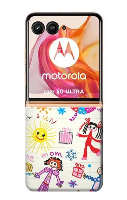 W3280 Kids Drawing Hard Case and Leather Flip Case For Motorola Razr 50 Ultra