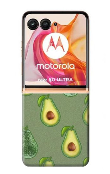 W3285 Avocado Fruit Pattern Hard Case and Leather Flip Case For Motorola Razr 50 Ultra