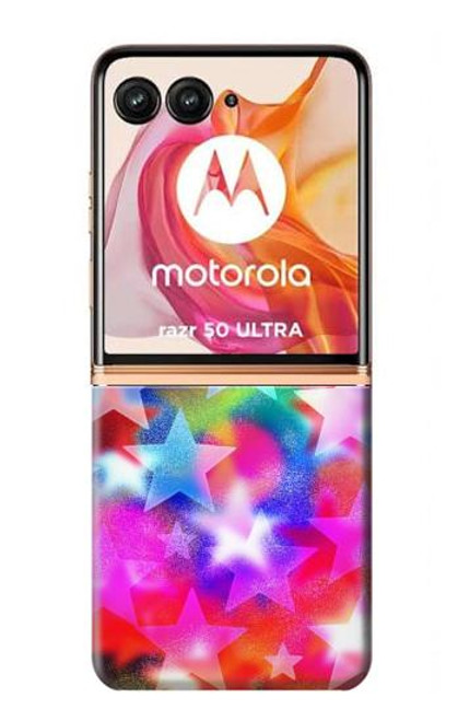 W3292 Colourful Disco Star Hard Case and Leather Flip Case For Motorola Razr 50 Ultra