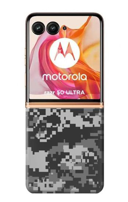 W3293 Urban Black Camo Camouflage Hard Case and Leather Flip Case For Motorola Razr 50 Ultra