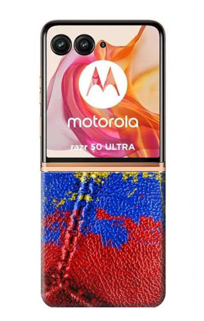 W3306 Colombia Flag Vintage Football Graphic Hard Case and Leather Flip Case For Motorola Razr 50 Ultra