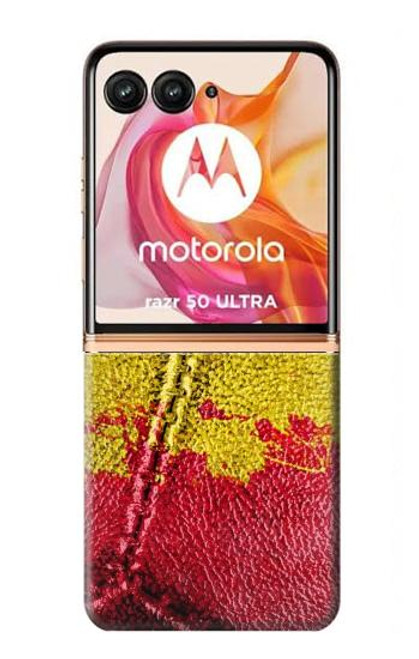 W3315 Spain Flag Vintage Football Graphic Hard Case and Leather Flip Case For Motorola Razr 50 Ultra