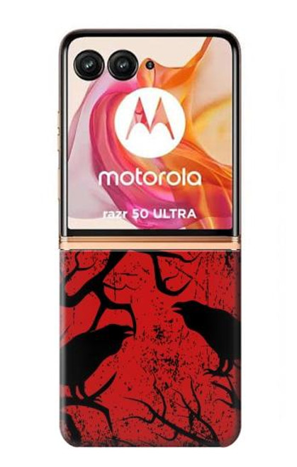 W3325 Crow Black Blood Tree Hard Case and Leather Flip Case For Motorola Razr 50 Ultra