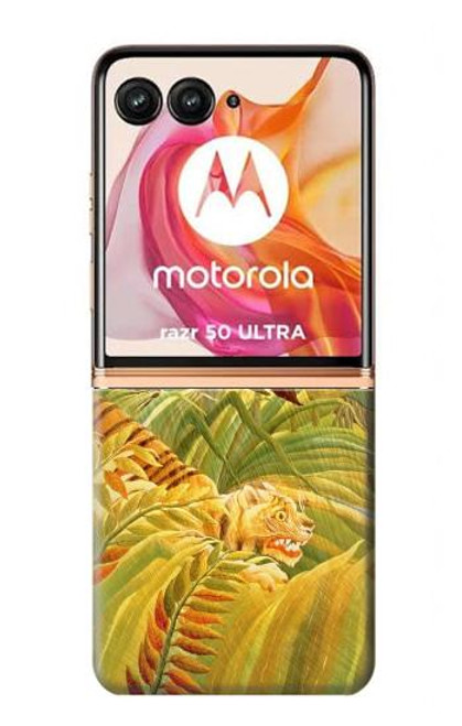 W3344 Henri Rousseau Tiger in a Tropical Storm Hard Case and Leather Flip Case For Motorola Razr 50 Ultra