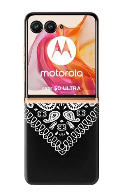 W3363 Bandana Black Pattern Hard Case and Leather Flip Case For Motorola Razr 50 Ultra