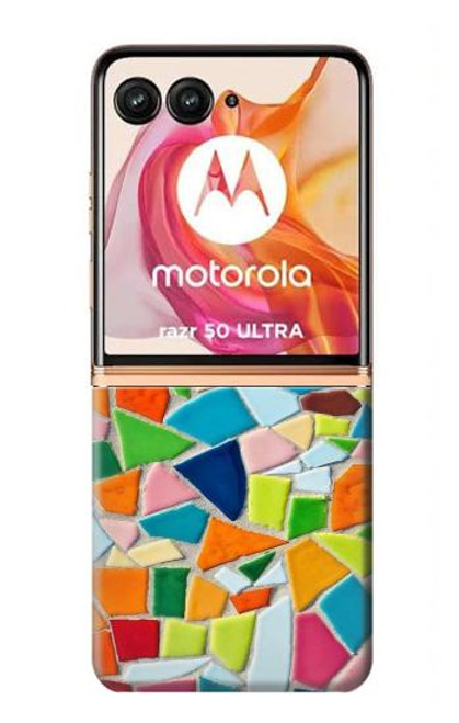 W3391 Abstract Art Mosaic Tiles Graphic Hard Case and Leather Flip Case For Motorola Razr 50 Ultra