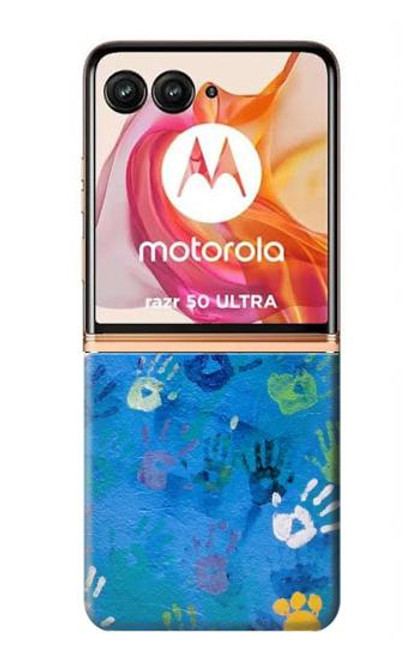 W3403 Hand Print Hard Case and Leather Flip Case For Motorola Razr 50 Ultra