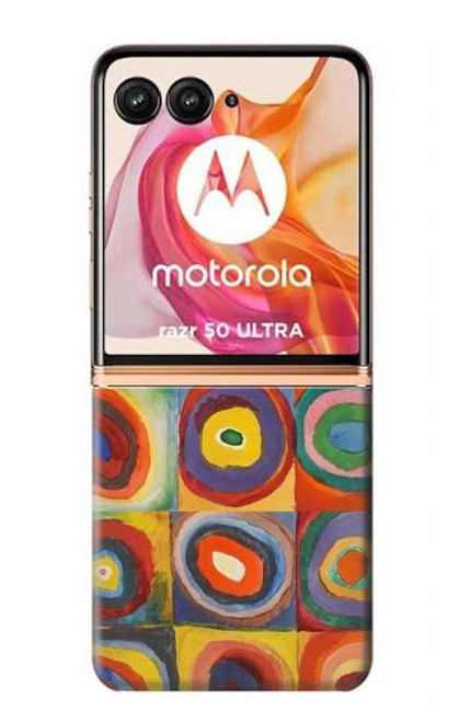 W3409 Squares Concentric Circles Hard Case and Leather Flip Case For Motorola Razr 50 Ultra