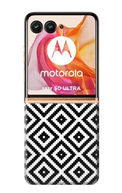 W3424 Ruta Pattern Hard Case and Leather Flip Case For Motorola Razr 50 Ultra