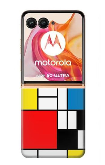 W3814 Piet Mondrian Line Art Composition Hard Case and Leather Flip Case For Motorola Razr 50 Ultra