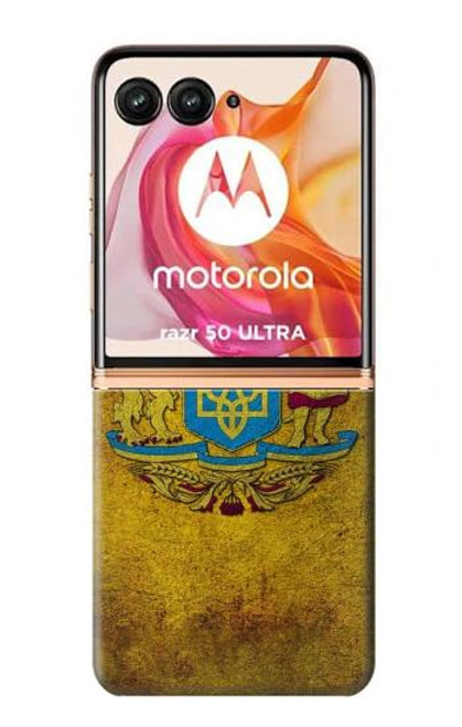 W3858 Ukraine Vintage Flag Hard Case and Leather Flip Case For Motorola Razr 50 Ultra