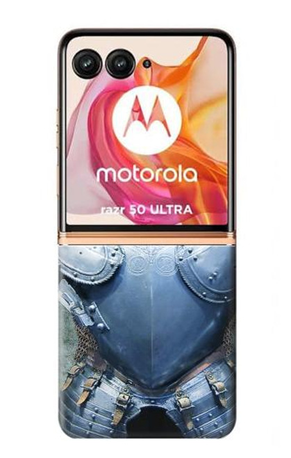 W3864 Medieval Templar Heavy Armor Knight Hard Case and Leather Flip Case For Motorola Razr 50 Ultra