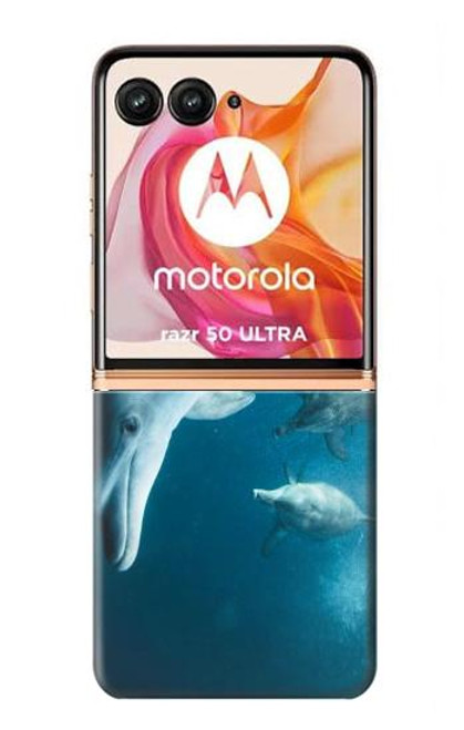 W3878 Dolphin Hard Case and Leather Flip Case For Motorola Razr 50 Ultra