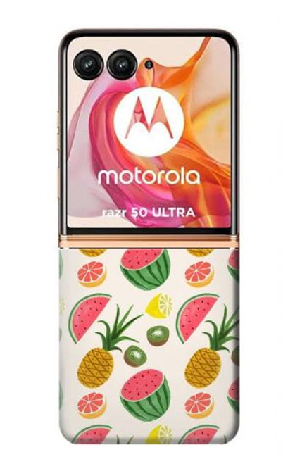 W3883 Fruit Pattern Hard Case and Leather Flip Case For Motorola Razr 50 Ultra