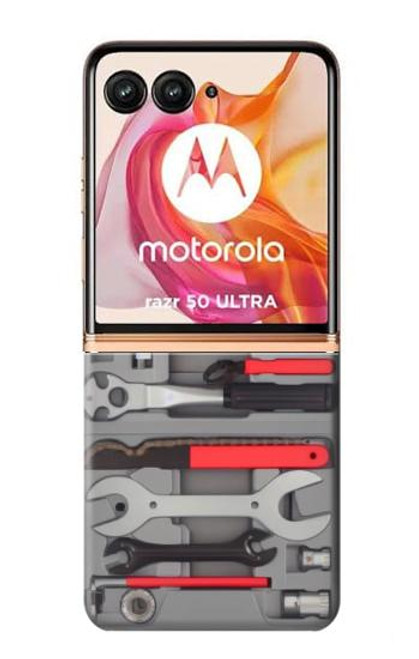 W3921 Bike Repair Tool Graphic Paint Hard Case and Leather Flip Case For Motorola Razr 50 Ultra