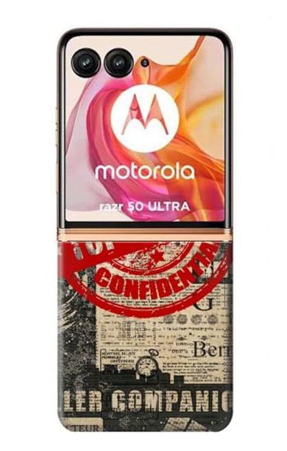 W3937 Text Top Secret Art Vintage Hard Case and Leather Flip Case For Motorola Razr 50 Ultra