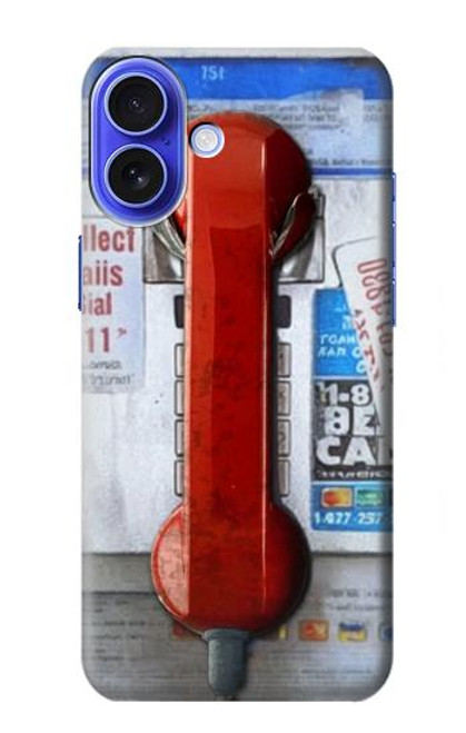 W3925 Collage Vintage Pay Phone Hard Case and Leather Flip Case For iPhone 16