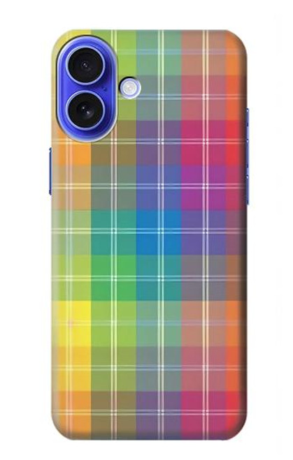 W3942 LGBTQ Rainbow Plaid Tartan Hard Case and Leather Flip Case For iPhone 16