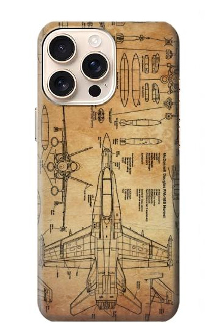 W3868 Aircraft Blueprint Old Paper Hard Case and Leather Flip Case For iPhone 16 pro