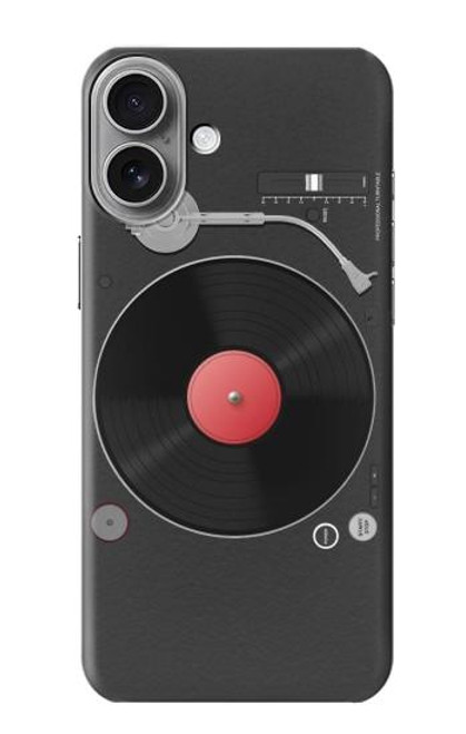 W3952 Turntable Vinyl Record Player Graphic Hard Case and Leather Flip Case For iPhone 16 plus