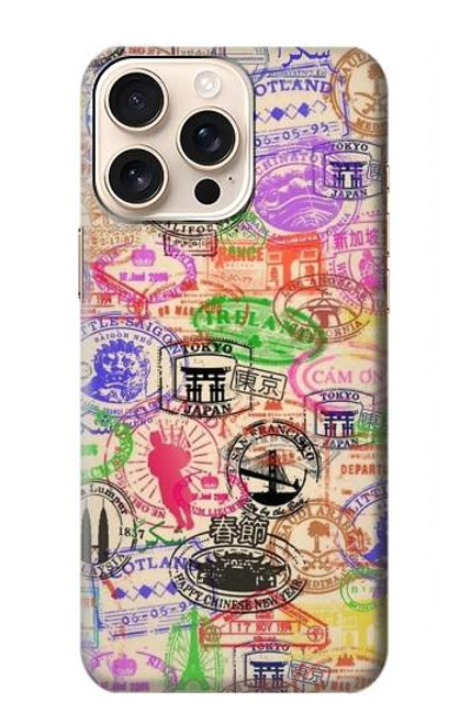 W3904 Travel Stamps Hard Case and Leather Flip Case For iPhone 16 pro max