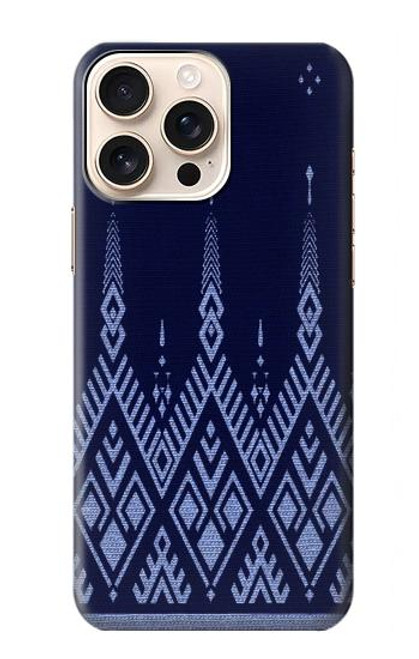 W3950 Textile Thai Blue Pattern Hard Case and Leather Flip Case For iPhone 16 pro max